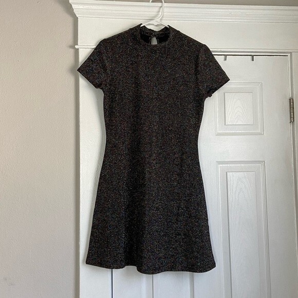 mini dress wedding sequin 90s shimmer Sparkly party size medium mock neck y2k - Picture 1 of 4